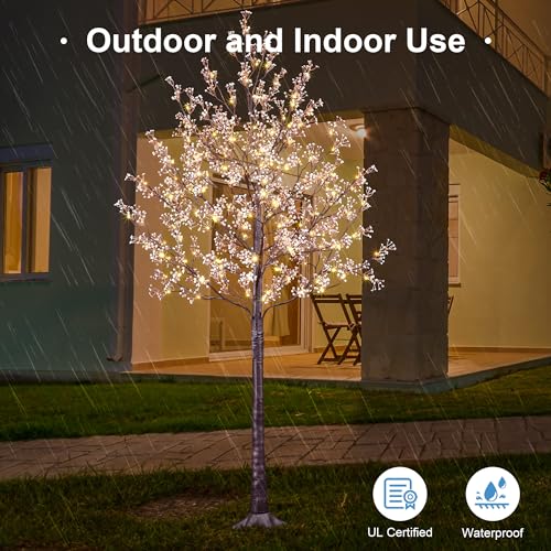 6FT Lighted Gypsophila Tree 176 LED Artificial Baby Breath Flowers Tree with Lights for Decor Inside and Outside Home Patio Wedding Festival Christmas Decoration Warm White - color: Pink