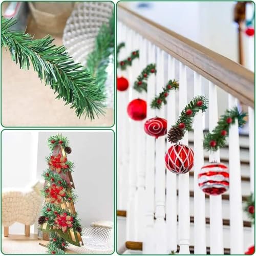 Christmas Garland, 54ft Artificial Christmas Garland Imdoor or Outdoor Use Non-Lit Greenery Garland - size: 51ft