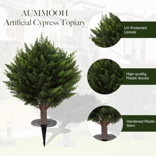 AUMMOOH Artificial Topiary Cedar Trees Outdoor (2, 15.7 inch 2 PCS) | UV protected ,High Density.Pet Friendly .