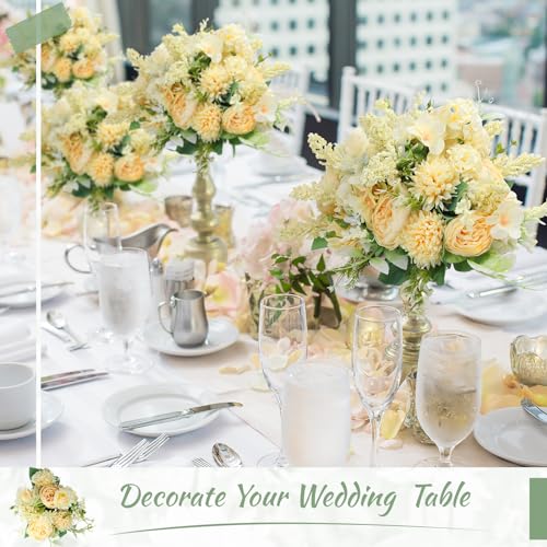Zeyune 8 Pcs 13.4 Inch Artificial Flowers Bouquet Fake Silk Flowers Faux Bouquet Hydrangea Bouquets for Wedding Birthday Table Centerpieces Home Office Decoration (Peony,Champagne) - color: Champagne, size: Peony