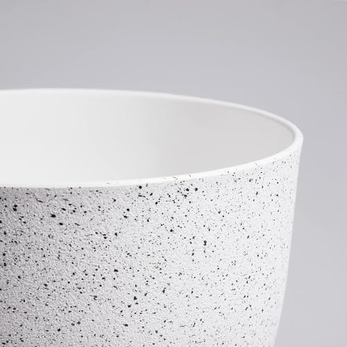 WSMKSZ 10/9/8 inch Medium Plant Pots, Set of 3 Modern Decorative Plastic Planters with Drainage Holes and Saucers for Garden House Plants, Flower Pots for Indoor Outdoor Plants, Speckled White - color: Speckled White, size: 10"+9"+8"