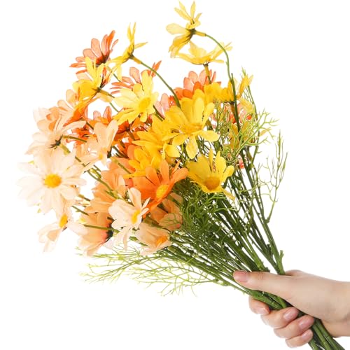 12 Bundles Daisy Artificial Flowers Small Colorful Daisy Flowers Bouquet with Stems Fake Daisies Floral for Table Vase Centerpiece Floral Arrangements Wedding Decoration(Fresh) - color: Fresh