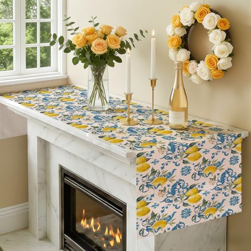Larponder Summer Lemon Table Runner, 13x108 Inch | Table Decoration for Summer Seasonal Anniversary Holiday Kitchen Dinning Table Home Party Decor - color: Lemon-2, size: 13" x 108" (Rectangular)