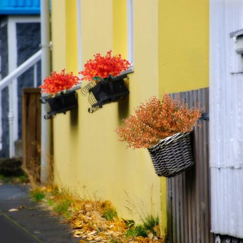 6 Bundles Artificial Grasses Outdoor Fake Grasses for Decoration UV Resistant No Fade Faux Plastic Plants Garden Porch Window Box Décor - color: Autunm