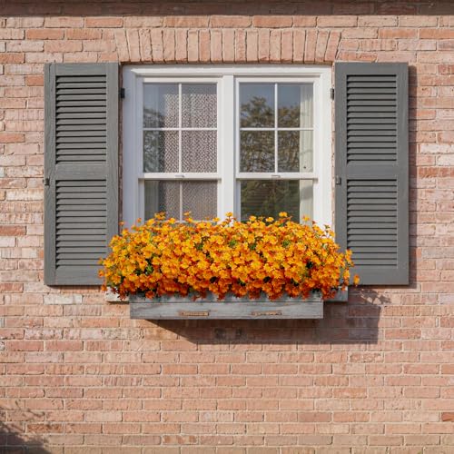 Fake Mums - Fall Flowers 8 Bundles Artificial Orange Daisy Flower Outside Plants for Home, Diwali Decor, Day of The Dead Decorations (Orange) - color: 8 Bouquets Orange Artificial Fall Flowers for Outdoors