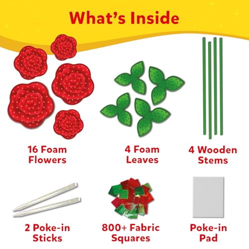 Skillmatics Poke-in Art - Rose Bouquet, Mess-Free Fun for Kids, DIY Wood Craft Kits, Creative Activity, Gifts for Girls & Boys Ages 4, 5, 6, 7, 8, 9, 10, 11, 12 - style: 8. Rose Bouquet