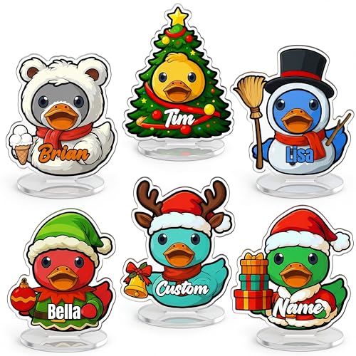 Custom Duck Acrylic Standee Personalized Name & Costume Funny Duck Desktop Christmas Village Signs, Duck Decor Gift for Christmas Decorations (Christmas Duck) - color: Christmas Duck