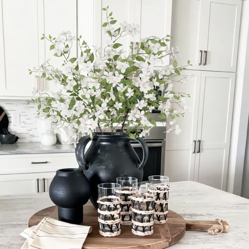3 Pcs Artificial White Flowers Long Stems Bulk for Tall Vase Artificial Greenery Stems 37 Inch Faux Floral Branches with Locust Silk flowers and Leaves Fake Plants for Home Decor Indoor Wedding