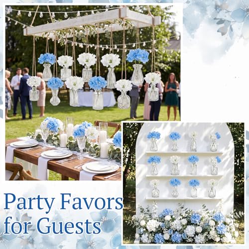 36 Pcs Artificial Flowers Table Centerpiece with Vases Colorful Wildflower Centerpieces Silk Flower Arrangement for Wedding Baby Shower Table Centerpieces Party(Hydrangea,Clear) - style: Hydrangea, Clear