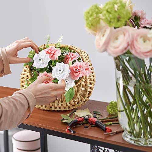 Taiyin 6 Pack Rattan Flower Girl Basket Half Moon Straw Wicker Basket with Handle 6.7" x 6.5" x 4.3" Ideal for Wedding Flower Girl, Picnic, Garden Storage and Home Decor (Nature) - color: Nature