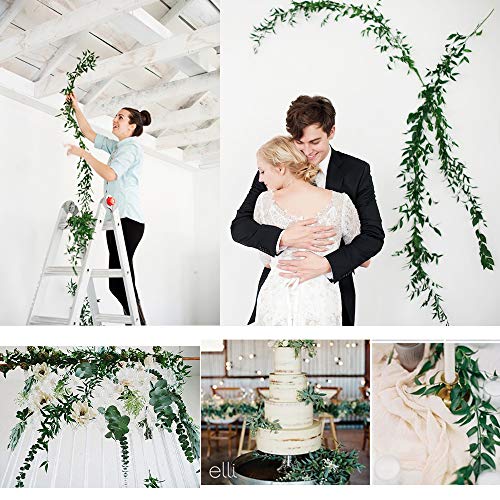 2 Pack Artificial Hanging Leaves Vines, 5.7 Ft Fake Willow Leaves Twigs Silk Plant Vines in Green for Indoor/Outdoor Wedding Decor