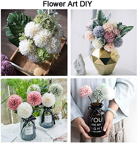 12pcs Orange Artificial Flowers Fake Flowers Silk Artificial Chrysanthemum Ball Hydrangea Bridal Wedding Bouquet for Home Garden Party Decor (Orange) - color: Orange，12pcs