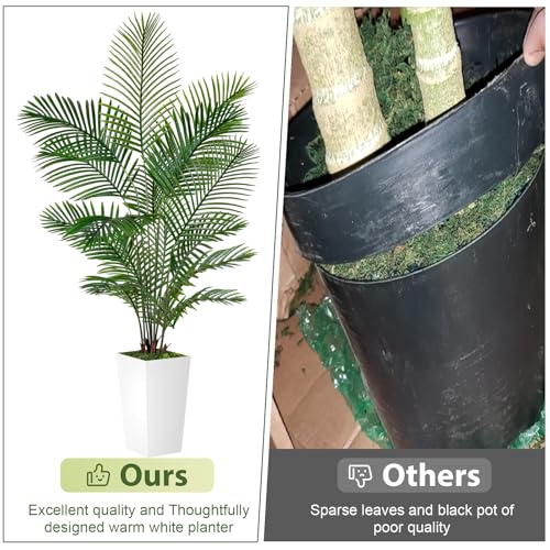 VIVATREES Palm Tree 6FT Artificial, 72in Tall Faux Palm Tree with 15.7 White Planter, Fake Potted Tree for Indoor & Outdoor Home Office Decor - style: 6ft-white