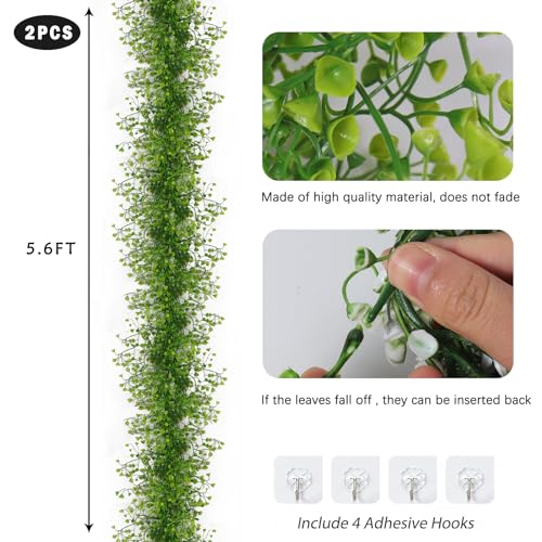 RECUTMS Fake Vines Garland Artificial Hanging Plant Faux Ferns Leaves Greenery Ivy Garland 2Pcs for Summer Home Indoor Outdoor Wedding Farmhouse Table Centerpiece Graduation Party Garden Decor(Green) - color: Green-garland