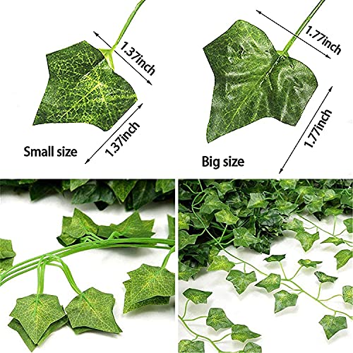 12 Pack Fake Vines for Room Decor with 100 LED String Light Artificial Ivy Garland Hanging Plants Faux Greenery Leaves Bedroom Aesthetic Decor for Home Garden Wall Wedding - size: 12pcs Ivy with 100 LED