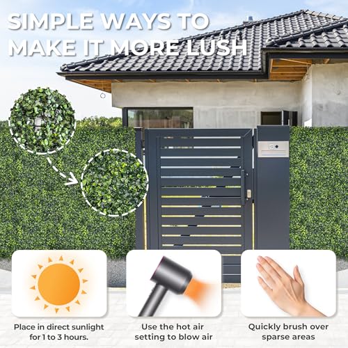 Artificial Grass Wall Panel Screen: 20"x20" 24P (67 sqft) UV-Anti Faux Boxwood Panels for Indoor Outdoor Green Wall Decor, Privacy Fence, Patio, Balcony, Party Backdrop - size: 20"x20" 24P