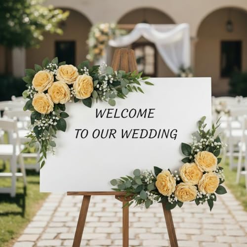 Artificial Roses Flowers- 8PCS Faux Vintage Yellow Roses Fake Silk Roses Flowers for Party,DIY Wedding Bouquet, Table Centerpiece, Home Decor(Yellow) - color: Yellow