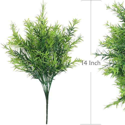 Artificial Plants, Fake Rosemary Shrubs 6 Pack, Faux Fern Stems Plastic Greenery for Indoor Outdoor Decor Home Farmhouse Bushes Garden Grass Porch Patio Wedding Bouquets Vase Filler DIY Decorations - color: Rosemary - 6 Pack