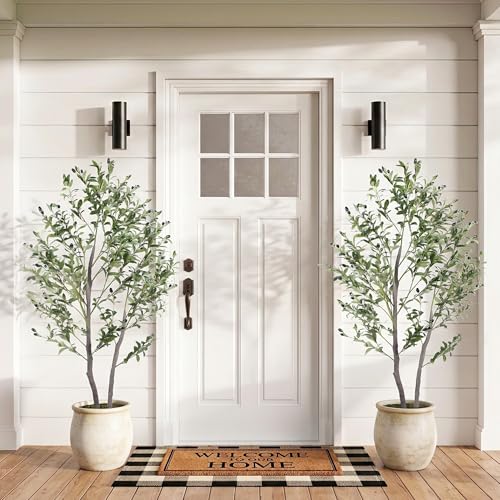 Jocoevol Olive Tree Artificial Indoor 5FT，Tall Faux Olive Tree with White Planter，Realistic Artificial Olive Tree Indoor with Natural Trunk and Lifelike Fruits for Home Office Living Room - size: 5ft