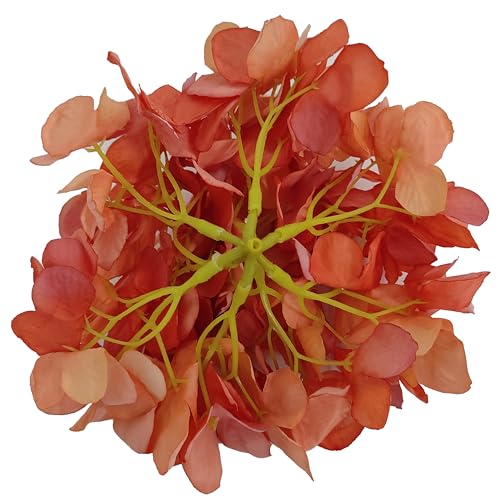 7.1''Hydrangea Silk Flowers Coral,10Pcs Artificial Silk Hydrangea Heads,81 PetalsFaux Hydrangea Flowers Heads with Stems for Home Wedding Baby Shower Decor(Coral) - color: Coral