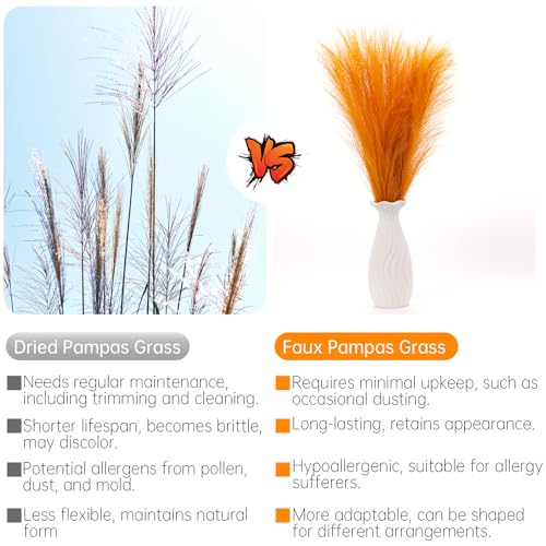 Faux Pampas Grass Decor ， 21.7 Inch Artificial Pampas Grass Golden Reed Grass, Vase Filler for Home Decor, Room, Bathroom, Wedding, Table Centerpiece - 20PCS - color: Golden
