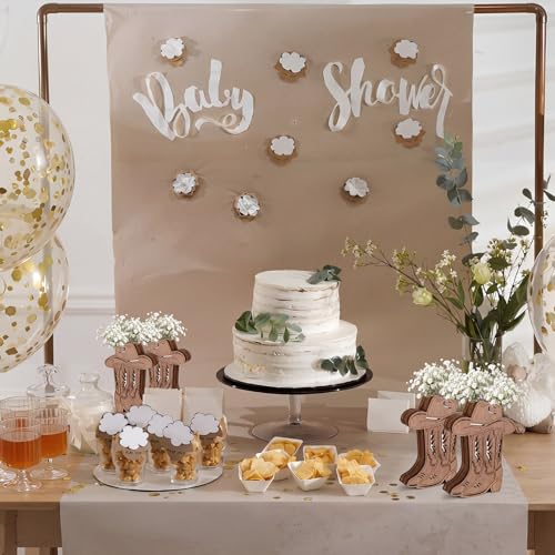 LemonRoad 6 Pcs Wooden Cowboy Boot Vases for Wedding Small Cowboy Boot Hat Flower Vase for Flower Faux Greenery Rustic Western Decor for Table Centerpiece Weddings Party - color: Brown, size: Boot with Hat