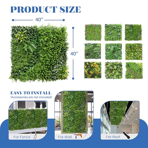 ECOOPTS 40"x40" Faux Ivy Privacy Fence Screen Artificial Boxwood Panels Topiary Hedge Plants for Indoor Outdoor Decoration, #3 Mixed Leave, 1 Pack - color: 40"x40" #3 Mixed Leave, size: 40"x40"
