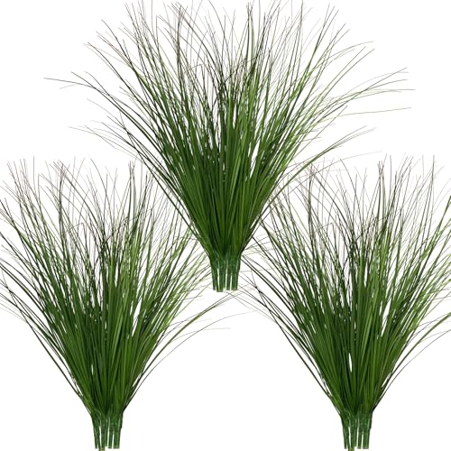 Ttranewsoo 24PCS Realistic Minimalist Artificial Grass, Green, 17 inches, Plastic, Perfect for Indoor and Outdoor Decoration - color: Dark Green24