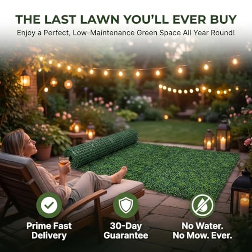 Artificial Boxwood Roll,120x40 in (34 sqft) UV-Anti Faux Ivy Boxwood Hedge Leaf Grass Wall for Patio Balcony Privacy, Garden, Backyard Greenery Wall Backdrop and Fence Decor - size: Boxwood 120X40 IN