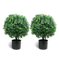 Sunnyglade 21.6” Tall Artificial Boxwood Topiary Ball Tree Set of 2 Pack Potted Bushes UV Resistant Potted Plants for Indoor Outdoor Home Garden(Green) - color: Green