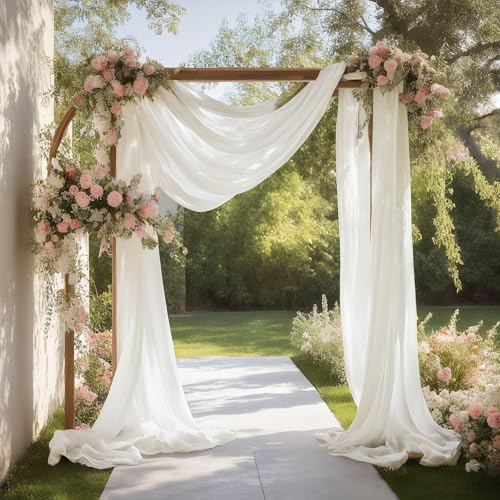 Ivory White Wedding Arch Draping Fabric Shimmery Sheer Drapes 31" x 20 ft Extra Long Backdrop Curtains for Wedding Anniversary Party Summer Outdoor Events 4th July Photo Backgrounds - color: Ivory White, size: 240" L x 31" W (1 Panel)