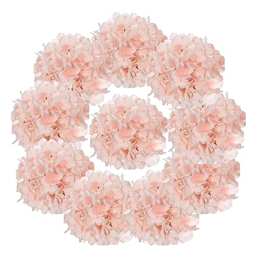 10PCS Artificial Hydrangea Flowers, Fake Hydrangea Silk Flowers Heads with Stems for Wedding Home Party Shop Baby Shower Decoration-Light Pink - color: New-light Pink
