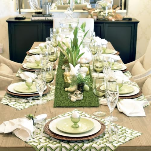 FAICOIA 2 Pcs Artificial Moss Mat for Decorating Mossy Table Runner Fake Moss Rug Dark Green 39" x 39" Faux Grass Roll for Plants Indoor Planters Crafts DIY Table Fairy Garden Wedding Easter 100x100cm - color: Dark Green, 2 Pcs-39 x 39 Inch/100x100cm