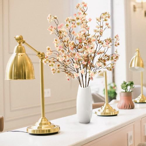 Sggvecsy Artificial Cherry Blossom Flowers 4 Pcs Faux Cherry Blossom Stems Faux Silk Cherry Blossom Branches 41’’ Fake Flowers Long Stems for Vase Arrangements Home Wedding Table Decor (Champagne) - color: Champagne