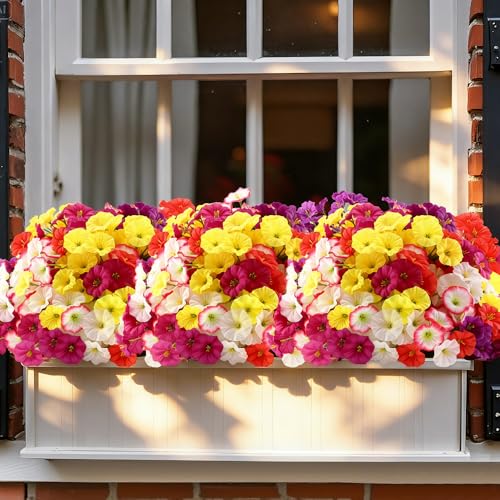 JEMONG Artificial Flowers 30 Bundles Outdoor UV Resistant Fake Daisy Flowers Faux Plastic Plants Garden Porch Window Box Porch Farmhouse Hanging Decor(Mix Six Colors) - color: Mix Six Colors, size: 30Bundles