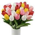 Artificial Tulips Real Touch PU Flowers Bridal Wedding Festival Decor Bouquet Pack of 20 (Mixed 1) - color: Mixed 1