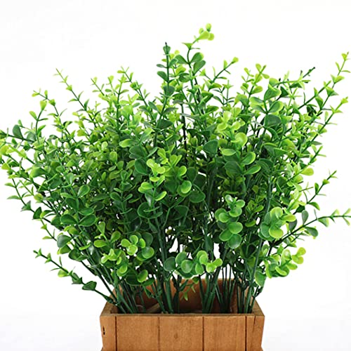 Artificial Shrubs, Plastic Plants Eucalyptus Leaves Greenery Grass Simulation Fake Bushes Outdoor Indoor Home Garden Verandah Kitchen Parterre Table Centerpieces Arrangements Decoration 8pcs - color: Eucalyptus Leaves / 8pcs