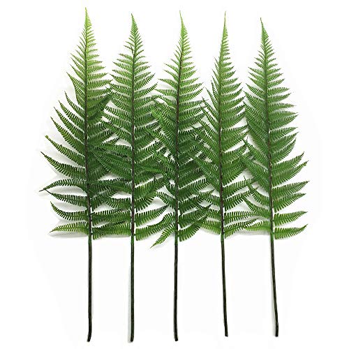 CATTREE Artificial Shrubs Leaves, Plastic Plants Fern Grass Leaf Fake Bushes Indoor Outdoor Home Garden Verandah Office Table Centerpieces Arrangements DIY Wreath Decoration Planter Filler - 5 Pack - color: Fern Leaves 5pcs