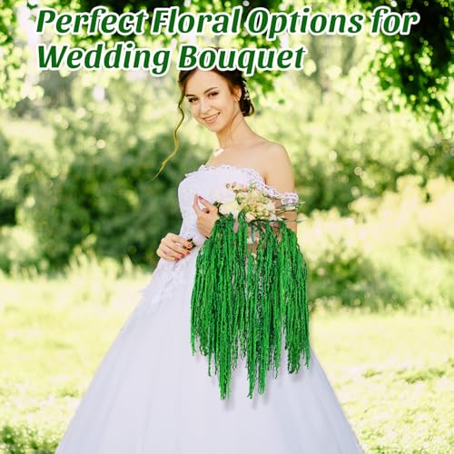 Suncalla Spring Natural Dried Amaranthus Hanging Flowers Amaranthus Artificial Flowers for Wedding Arch Bouquet Floral Garland Wall Home Decoration - color: Apple Green