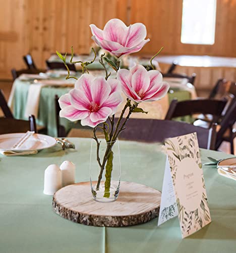 DILATATA Faux Flowers in Vase 15.4" Magnolias Flowers Arrangement with Faux Water Real Touch Flowers for Wedding Table Centerpiece Home Decor, Pink - color: Pink-magnolia