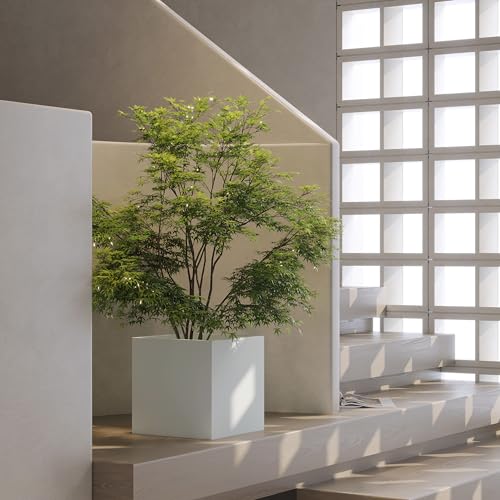 White Outdoor Planter Square Steel Planters Galvanized Steel Planter Box 20 Inch Indoor Metal Large Planters Cube Heavy Duty Modern Commercial Residential for Trees Patio Yard Garden - color: White, size: 20" L x 20" W x 20" H