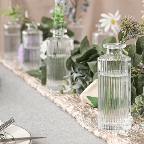 Glass Bud Vases Set of 20, Living Bud Vases, Small Bud Vase in Bulk, Mini Flowers Vases for Centerpiece, Vintage Decorative Vase Set for Table Decorations, Wedding Reception, Home Decor (Clear) - color: Clear