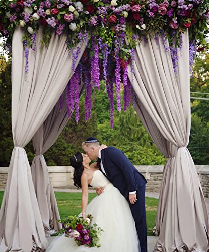 12pcs Artificial Wisteria Flowers 3.6 Feet/Piece Purple Dense Artificial Fake Wisteria Vine Ratta Hanging Garland Silk Flowers String Home Party Wedding Decor（Purple-Dense） - color: Purple, size: 12 PCS