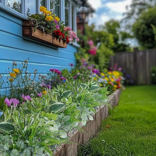 16 Bundles Artificial Greenery Stems for Outdoors Faux Plants UV Resistant Fake Leaves Bushes with Hanging Plants for Outside Porch Window Box Home Garden Decor (13.8") - color: Mixed 16pcs