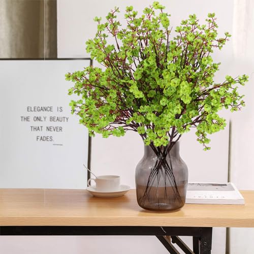 Hananona 10 Pcs Babys Breath Green Flowers Artificial Gypsophila Flowers St. Patrick's Day Fake Silk Flowers for Home Decor Spring Floral Arrangement Table Centerpieces - color: Green