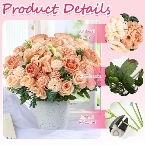 Olgaa 12 Bundles Peonies Artificial Flowers Silk Flowers Faux Peony Fake Peony Hydrangea Flower Bouquet Bulk for Vase Filler Centerpiece Table Decorations Wedding Arch Flowers (Yellow) - color: Yellow