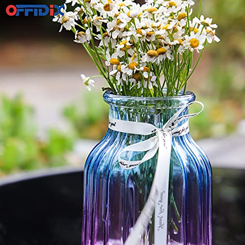 OFFIDIX Glass Vase, Gradient Multicolor Flower Vase for Weddings, Events, Decorating, Arrangements, Flowers, Office, or Home Decor - color: H-blue Purple Gradient