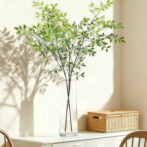 43.3 Inch Green Nandian Fake Plants 2 Pcs Greenery Stems for Vase Decor, Artificial Plants Faux Branches for Vase Filler Fake Leaves Office Home Decor - color: Green Nandina, size: 2 Pcs