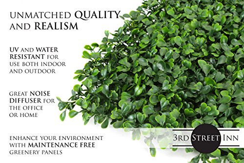 3rd Street Inn Artificial Greenery Wall Panels for Privacy - 20x20 4-Pack - color: Boxwood