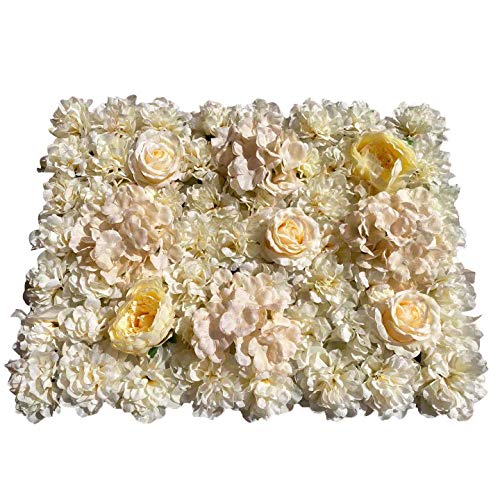 16"x 24" Artificial Flower Wall Panels,Flower Wall Mat Silk Flower Panels for Outdoor Garden Backyard Fence Fence Privacy Screen and Indoor Wall Decor (6Pcs Light Yellow) - color: 6Pcs Light Yellow